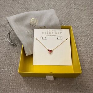 Kendra Scott Gold Necklace with Red Heart Pendant